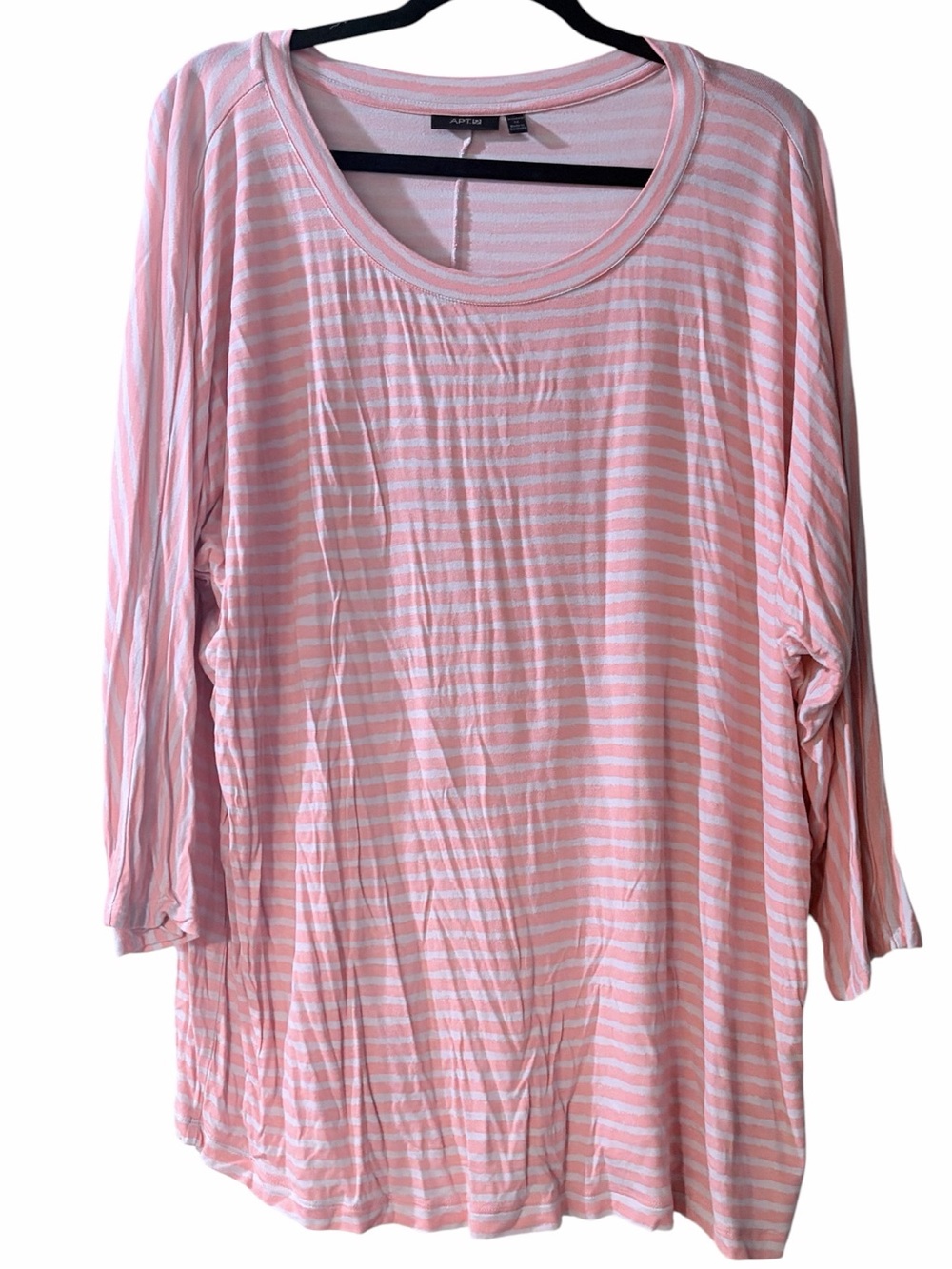 Apt 9 Plus Size Light Orange Striped Long Sleeve Tee 1X GUC
